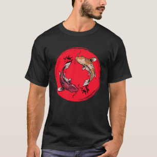 koi vis ying yang met bamboe T-shirts Japanse vla
