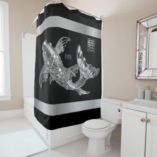 Koi vis - Zilver Glas Vis - Douchegordijn (In situ)