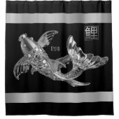 Koi vis - Zilver Glas Vis - Douchegordijn (Voorkant)