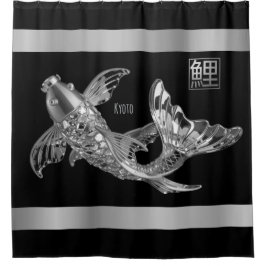 Koi vis - Zilver Glas Vis - Douchegordijn