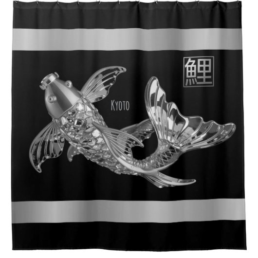 Koi vis - Zilver Glas Vis - Douchegordijn (Voorkant)