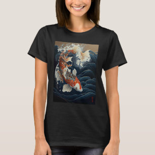 Koi-vis zwemt in de grote golf Japans T-shirt