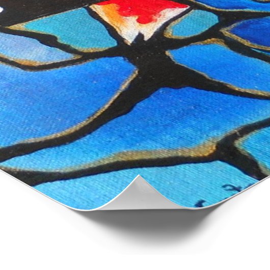 Koi vismoderne kunst maakt 'uit het blauw' poster (Hoek)