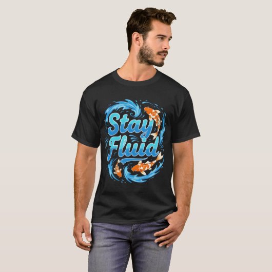 Koi-visontwerp 'Blijf Vloeibaar' T-shirt (Voorkant volledig)