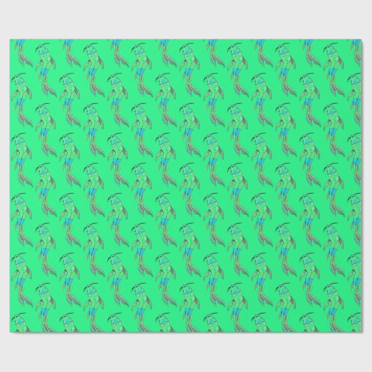 Koi-vispakpapier van 80 Retro Neon Green Cadeaupapier (Vlak)