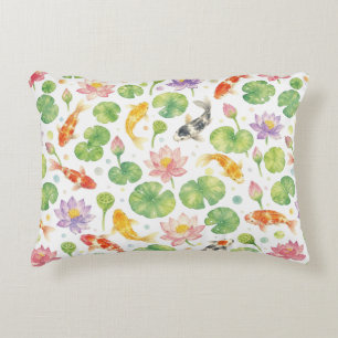 Koi vissen en lotus waterverf accent kussen
