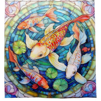 Koi-vissen in glas-in-lood douchegordijn