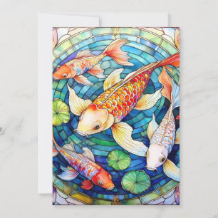 Koi-vissen in glas-in-lood kaart