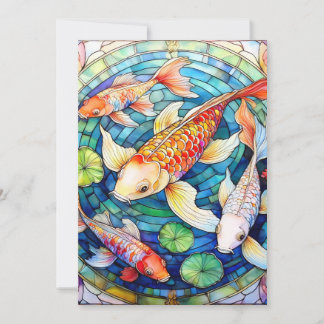 Koi-vissen in glas-in-lood kaart
