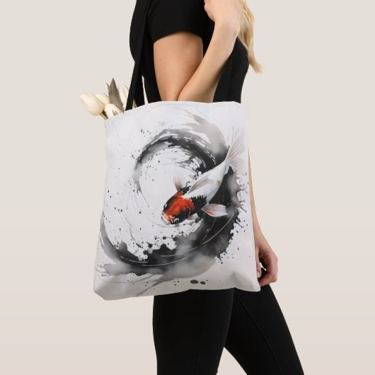 Koi Vissen Inktschildering Tote Bag (Dichtbij)