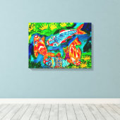 Koi Vissen Liefde Canvas Afdruk (Insitu (Houten vloer))