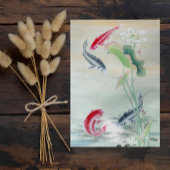 Koi-vissen met Lotus Canvas Afdruk