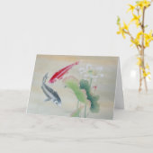 Koi Vissen met Lotus Kaart (Gele Bloem)