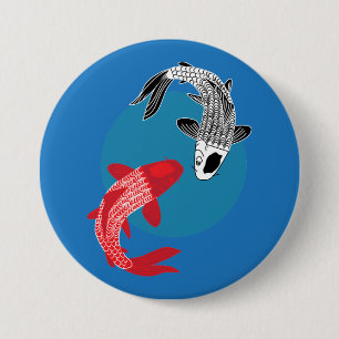 Koi Vissen Ronde Button 7,6 Cm