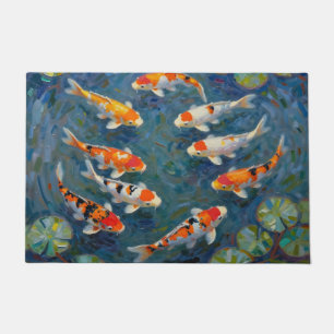 Koi Vissen Waterlelies Impressionistische Vijver Deurmat