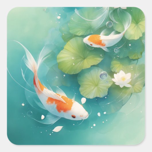 Koi Vissen Zachte Symfonie Vierkante Sticker (Voorkant)