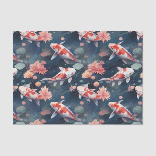 Koi Visvijver Bloemen Decoupage Tissuepapier (Voorkant)