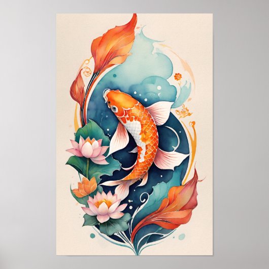 Koi Visvijver Natuur Liefhebbers Koi Poster (Voorkant)