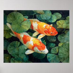 Koi Visvijver Waterlelies Poster