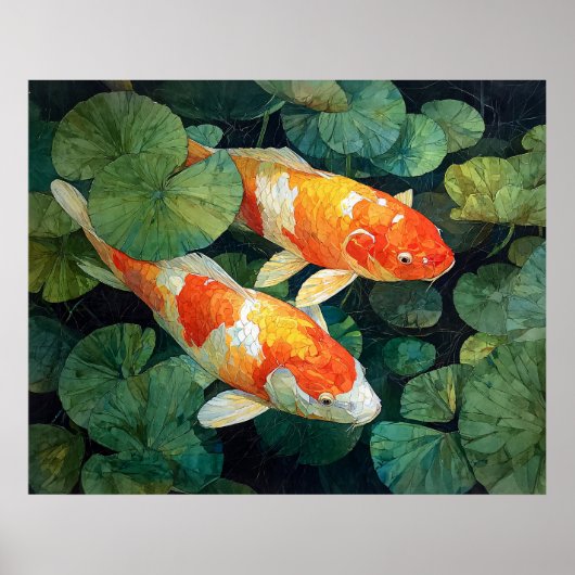 Koi Visvijver Waterlelies Poster (Voorkant)