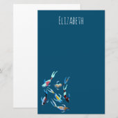 Koi waterverf viskunst briefpapier (Voorkant / Achterkant)