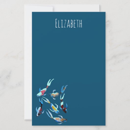 Koi waterverf viskunst briefpapier (Voorkant)