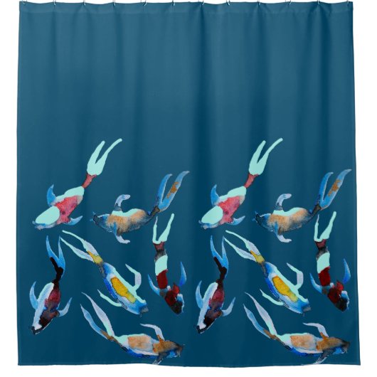 Koi waterverf viskunst douchegordijn (Voorkant)