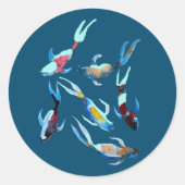 Koi waterverf viskunst ronde sticker (Voorkant)