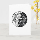 KOI YIN YANG BLACK EN WITTE KAART (Gele Bloem)