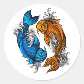 Koi Ying Yang Ronde Sticker (Voorkant)