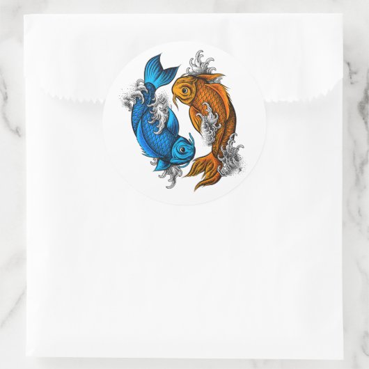 Koi Ying Yang Ronde Sticker (Tas)
