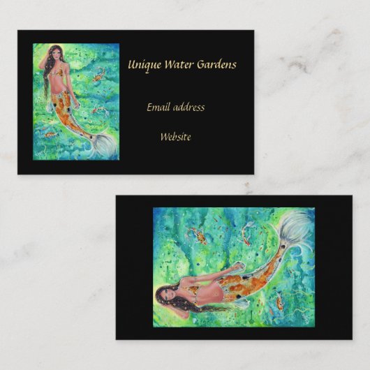 koi-zeemeermin met koi-vis-visitekaartjes van Rene Visitekaartje (Voorkant / Achterkant)