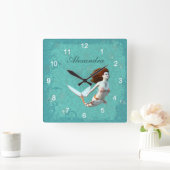  Koi Zeemeermin zwemmen onder water Vierkante Klok (Huis)