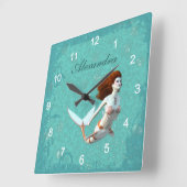  Koi Zeemeermin zwemmen onder water Vierkante Klok (Hoek)