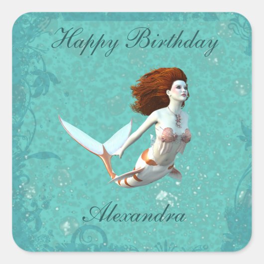  Koi Zeemeermin zwemmen onder water Vierkante Sticker (Voorkant)