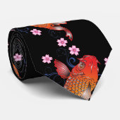 KOI zwart oranje oriëntaals Stropdas (Opgerold)