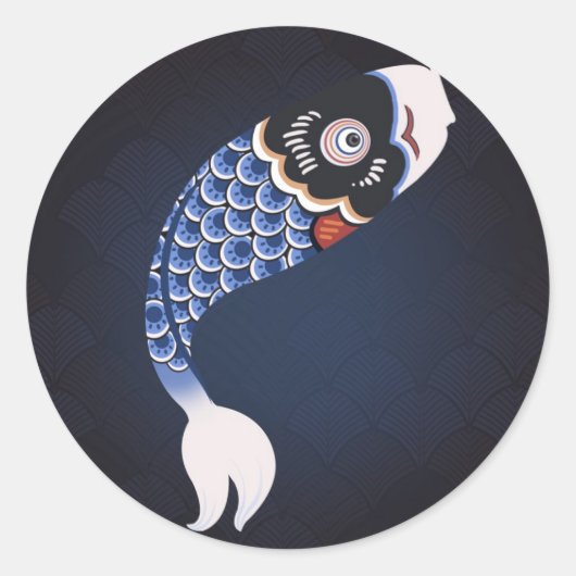 Koinobori - Blauwe Japanse vlag Ronde Sticker (Voorkant)