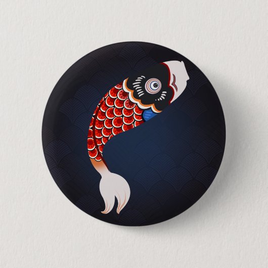 Koinobori - Rode Japanse visvlag Ronde Button 5,7 Cm (Voorkant)