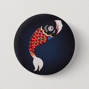 Koinobori - Rode Japanse visvlag Ronde Button 5,7 Cm
