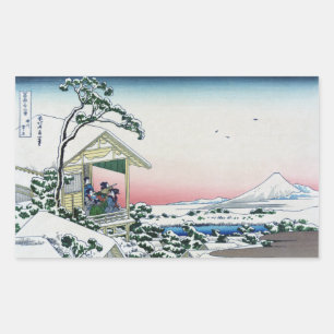 Koishikawa Tea House Uitzicht Mt Fuji door Hokusai Rechthoekige Sticker