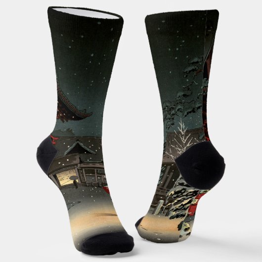 Koitsu - Sneeuw bij Nezu Shrine Sokken (Gebogen)