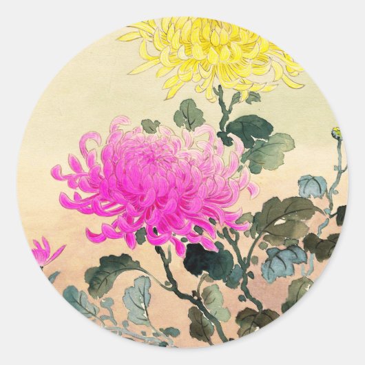 Koitsu Tsuchiya Chrysanthemum japanese bloeskunst Ronde Sticker (Voorkant)