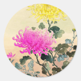 Koitsu Tsuchiya Chrysanthemum Japanse bloemen kuns Ronde Sticker