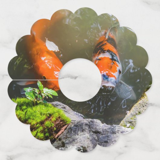 Koivis in een vijver wijnglaslabel (Achterkant)