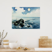 Kojima Island, Big Wave. Japanse Woodblock Print (Keuken)
