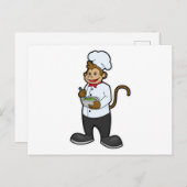 Kok met kom aap briefkaart (Voorkant / Achterkant)