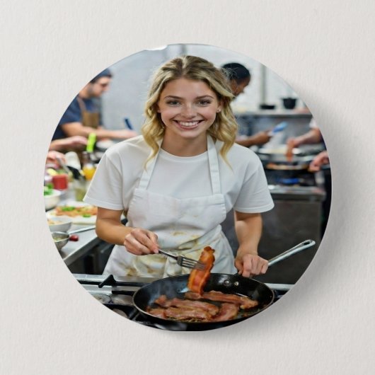Koken Bacon Foto Aanpassen Ronde Button 7,6 Cm (Voorkant)