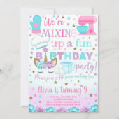 Koken, bakken en eenhoorn meisje verjaardagsuitnod kaart (Voorkant)