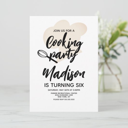 Koken Chef Baker Birthday Party Uitnodiging (Staand voorkant)