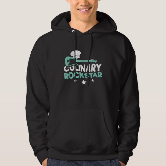 Koken Chef Culinaire Rockstar I Speling Guitar Hoodie (Voorkant)